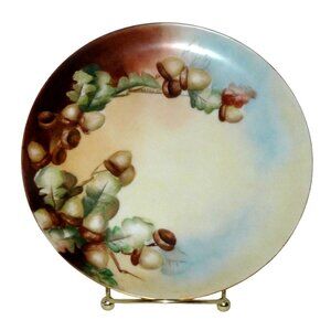 Vintage Hand-Painted Porcelain Haviland Plate with Acorn Design 7 " Signed